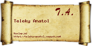 Teleky Anatol névjegykártya